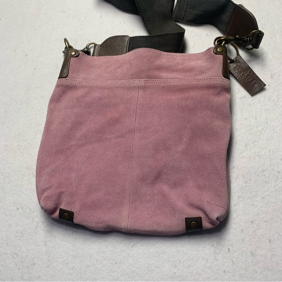MiMu Suede Messenger Crossbody Bag Sundance Dusty Pink and Brown Purse - Picture 6 of 12